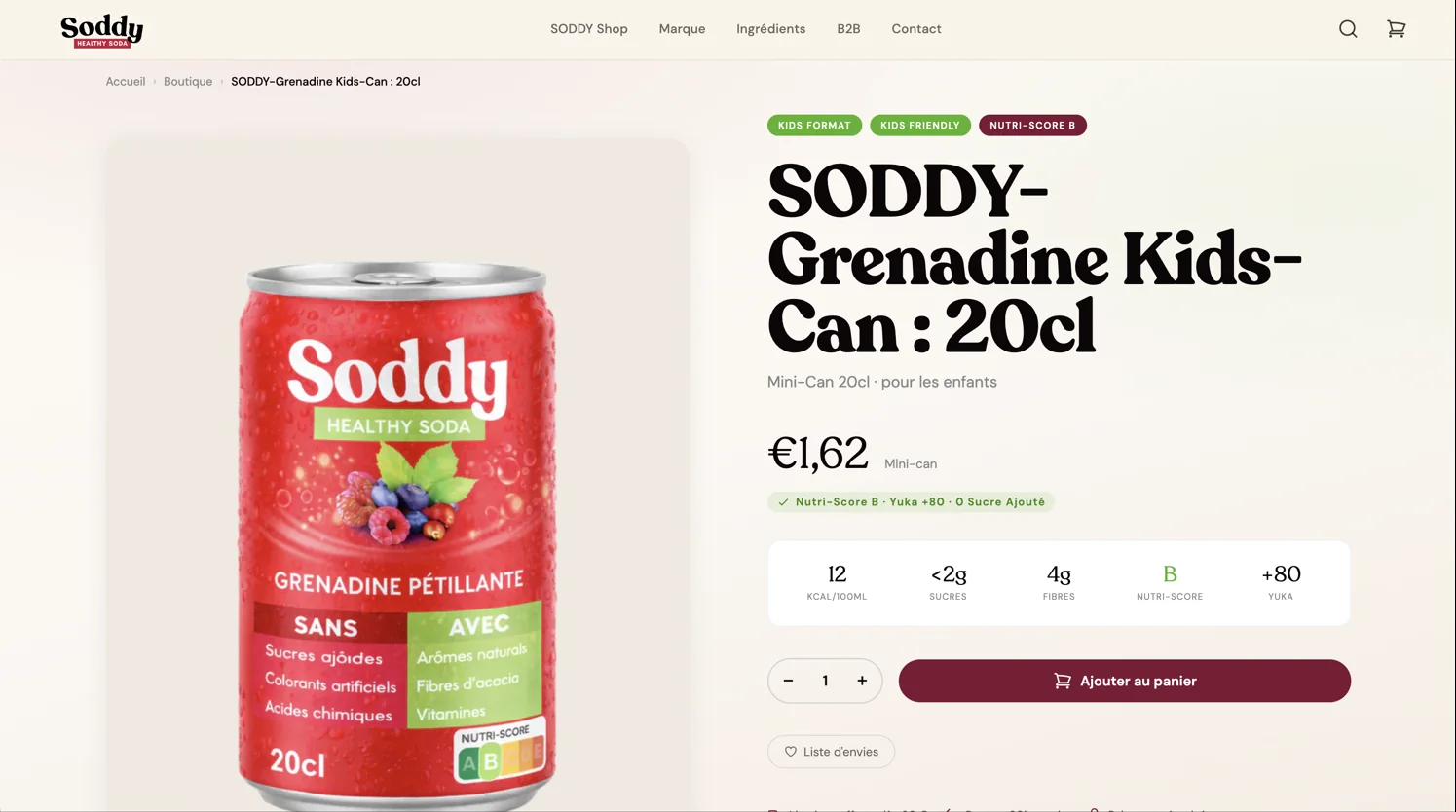 SODDY Drinks Premium Shopify Build, above the fold